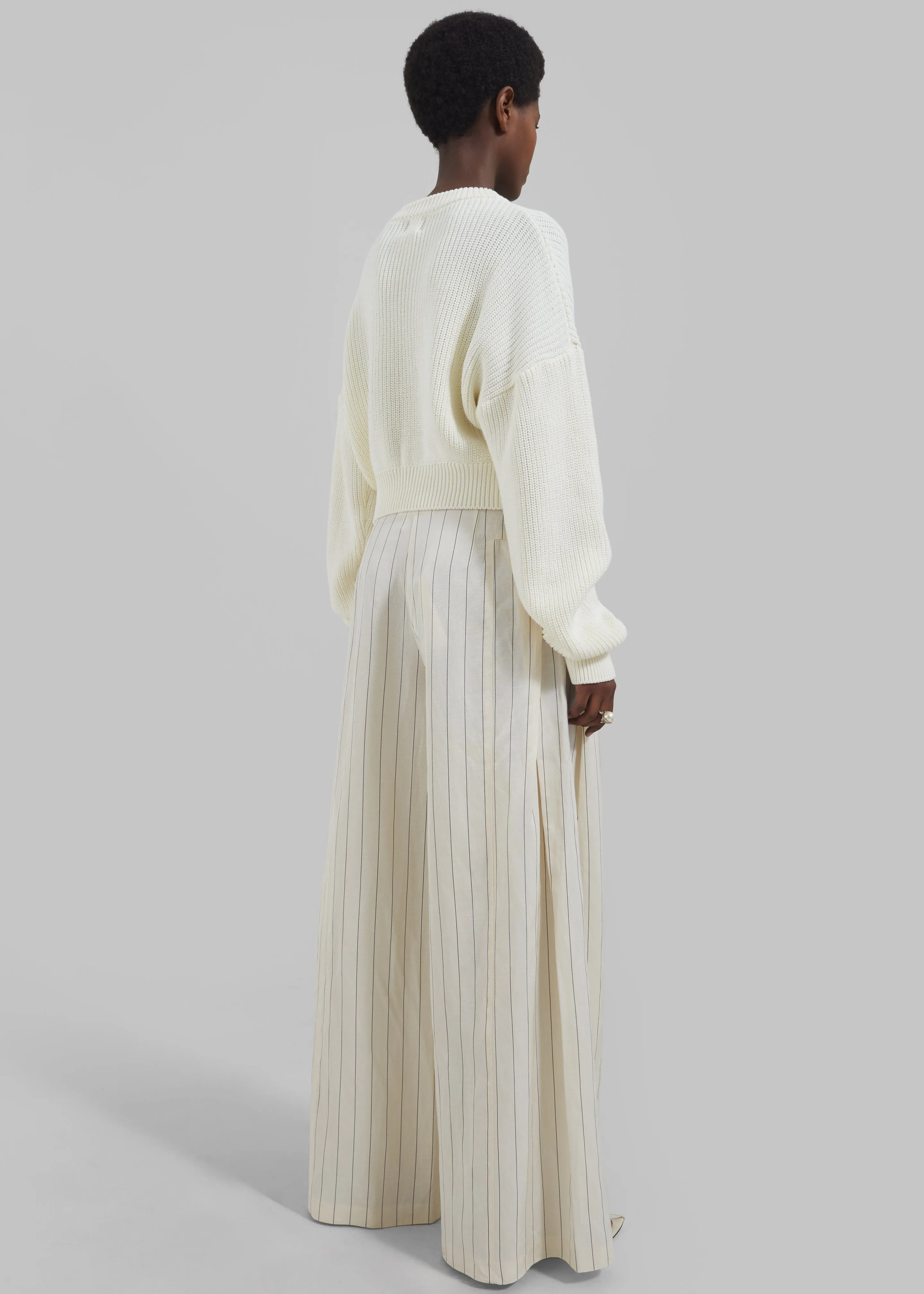 Remain Wide Suiting Pants - Egret Comb