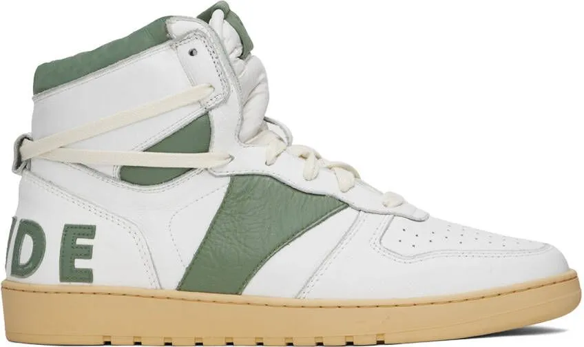 Rhude Green & White Rhecess Hi Sneakers
