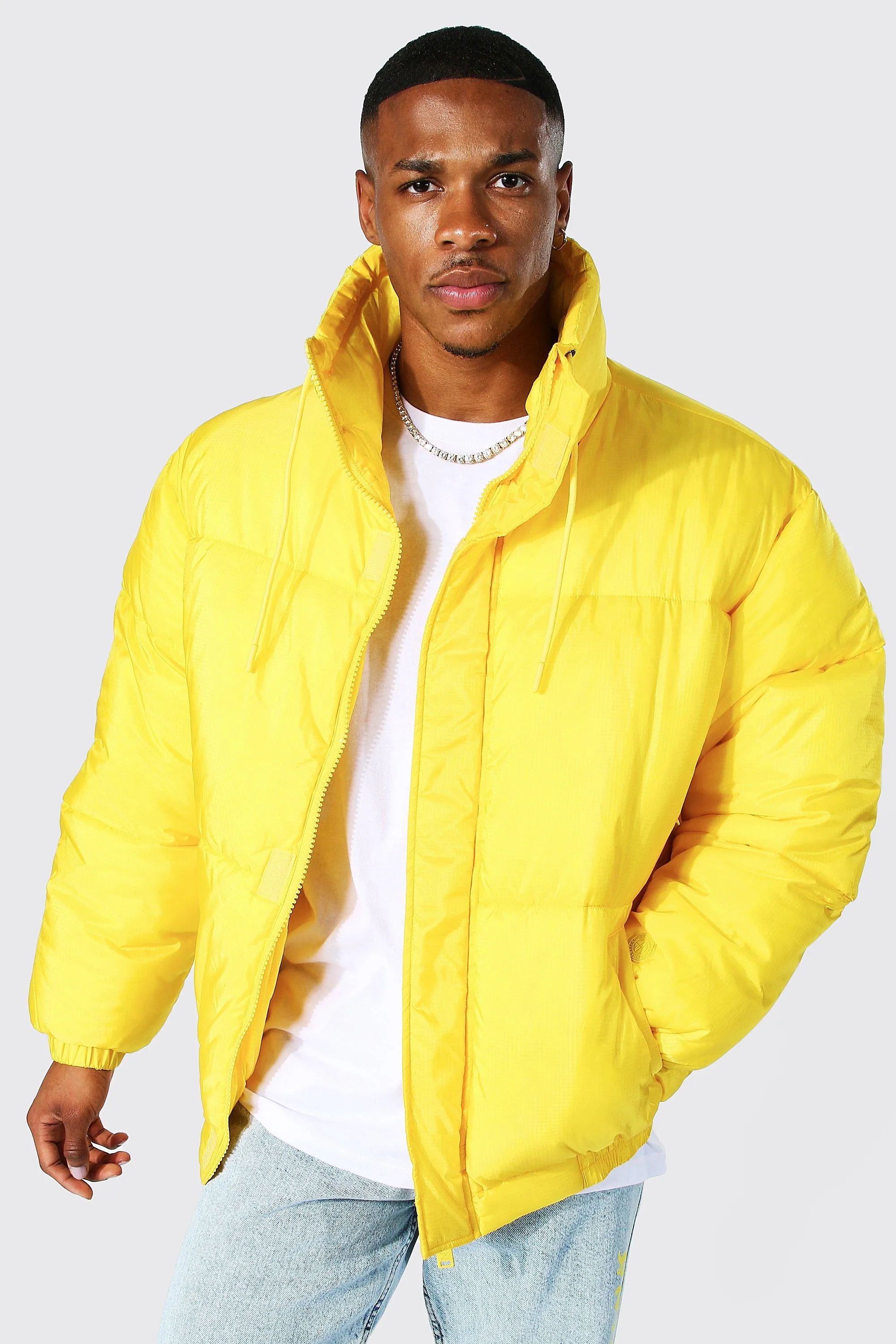 Ripstop Funnel Neck Boxy Puffer