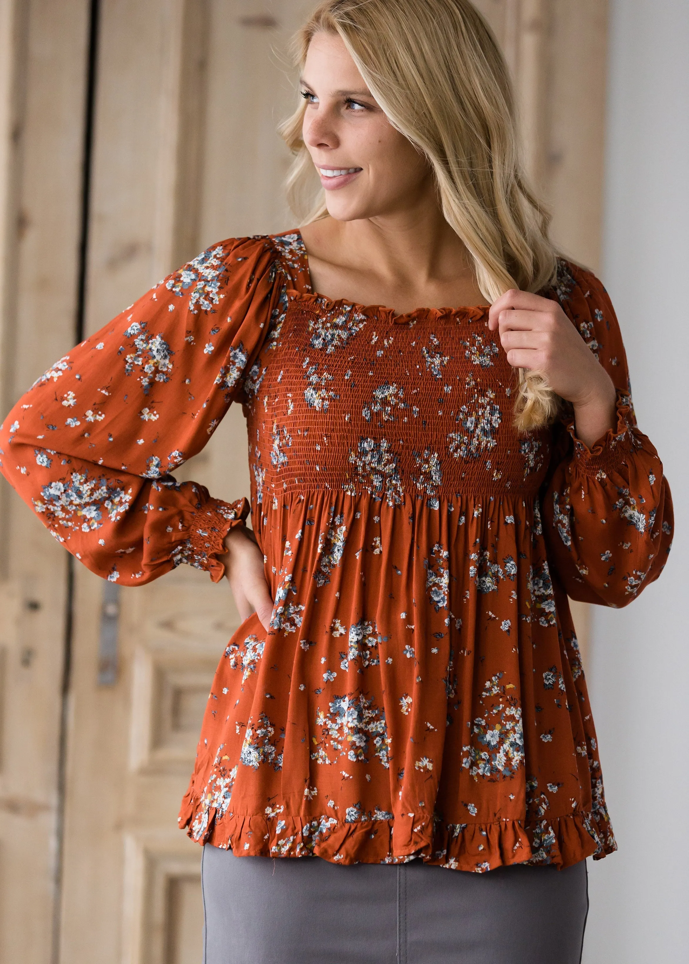 Rusty Ruffle Bottom Tunic - FINAL SALE