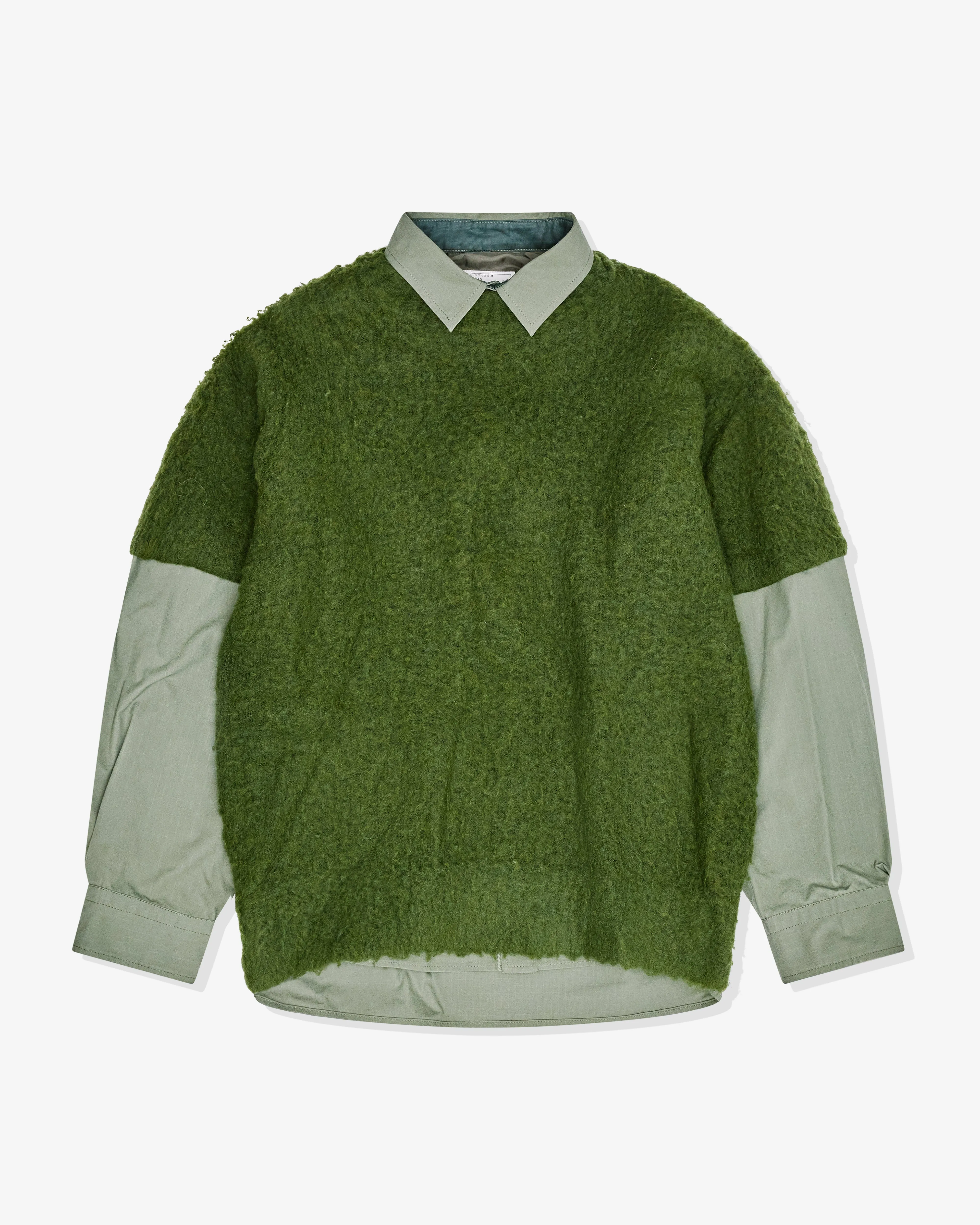 sacai Men's Layered Knit Pullover  Green