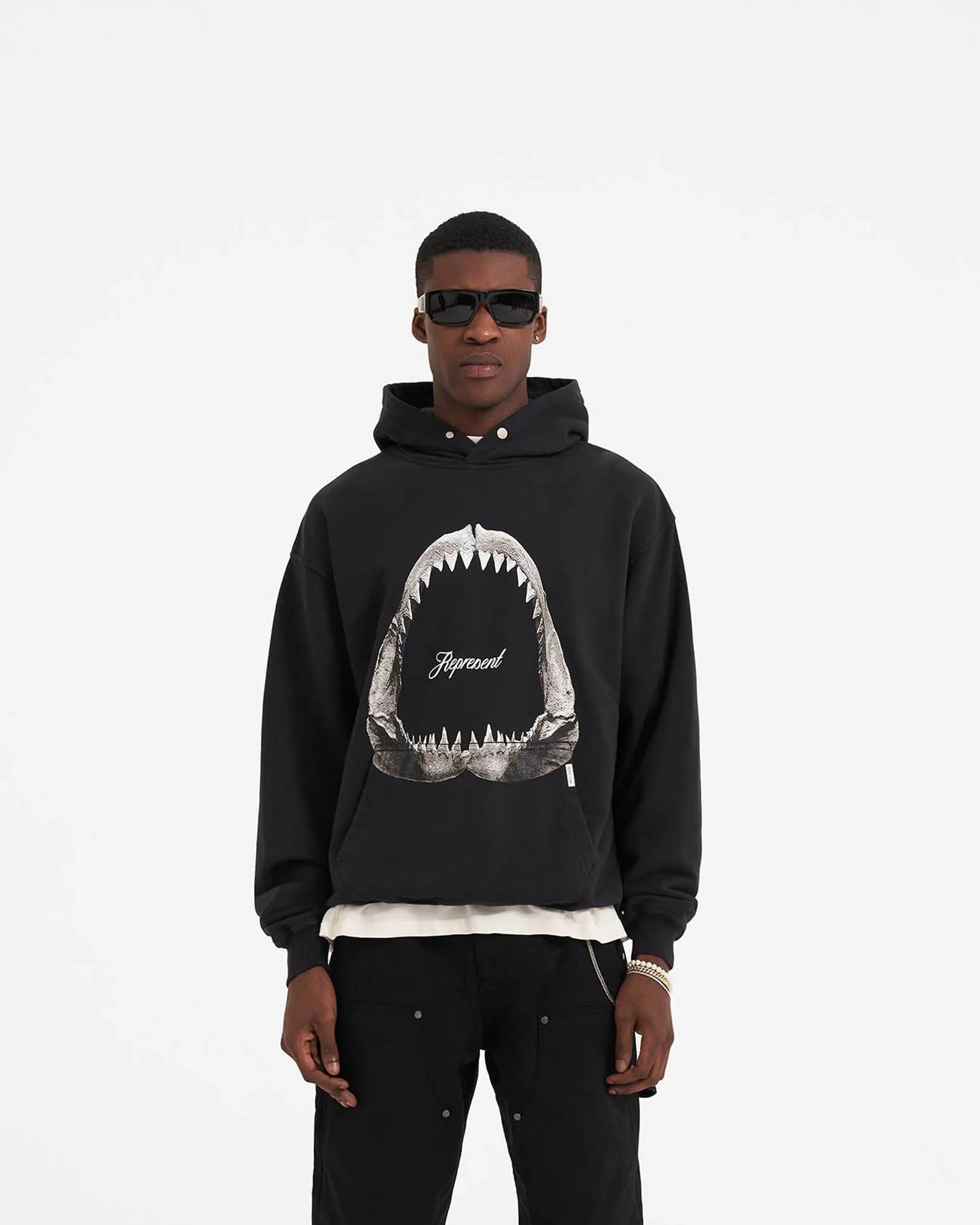 Shark Jaws Hoodie - Off Black