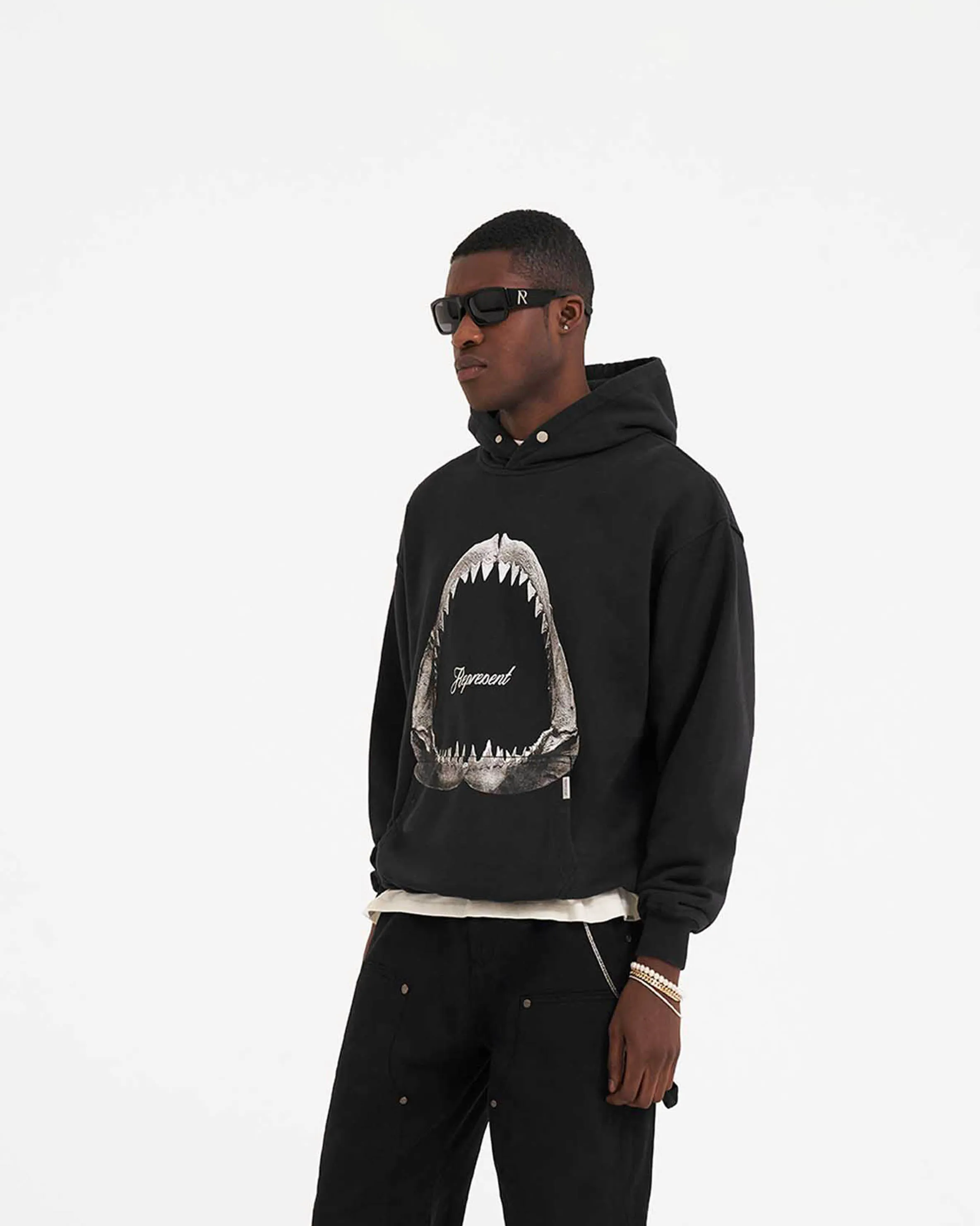 Shark Jaws Hoodie - Off Black