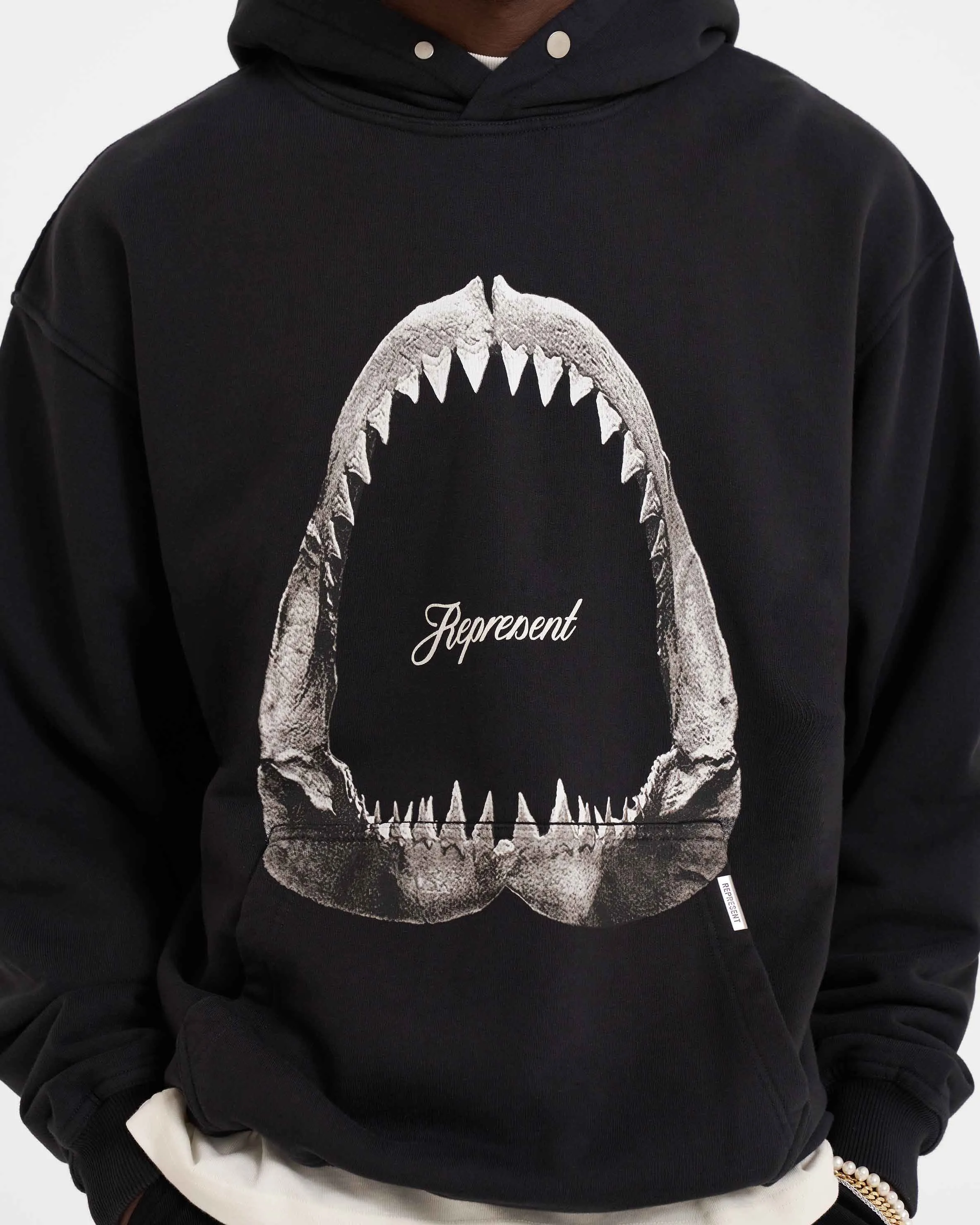 Shark Jaws Hoodie - Off Black