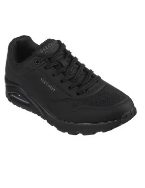 Skechers Uno Stand On Air Trainers All Black Durabuck