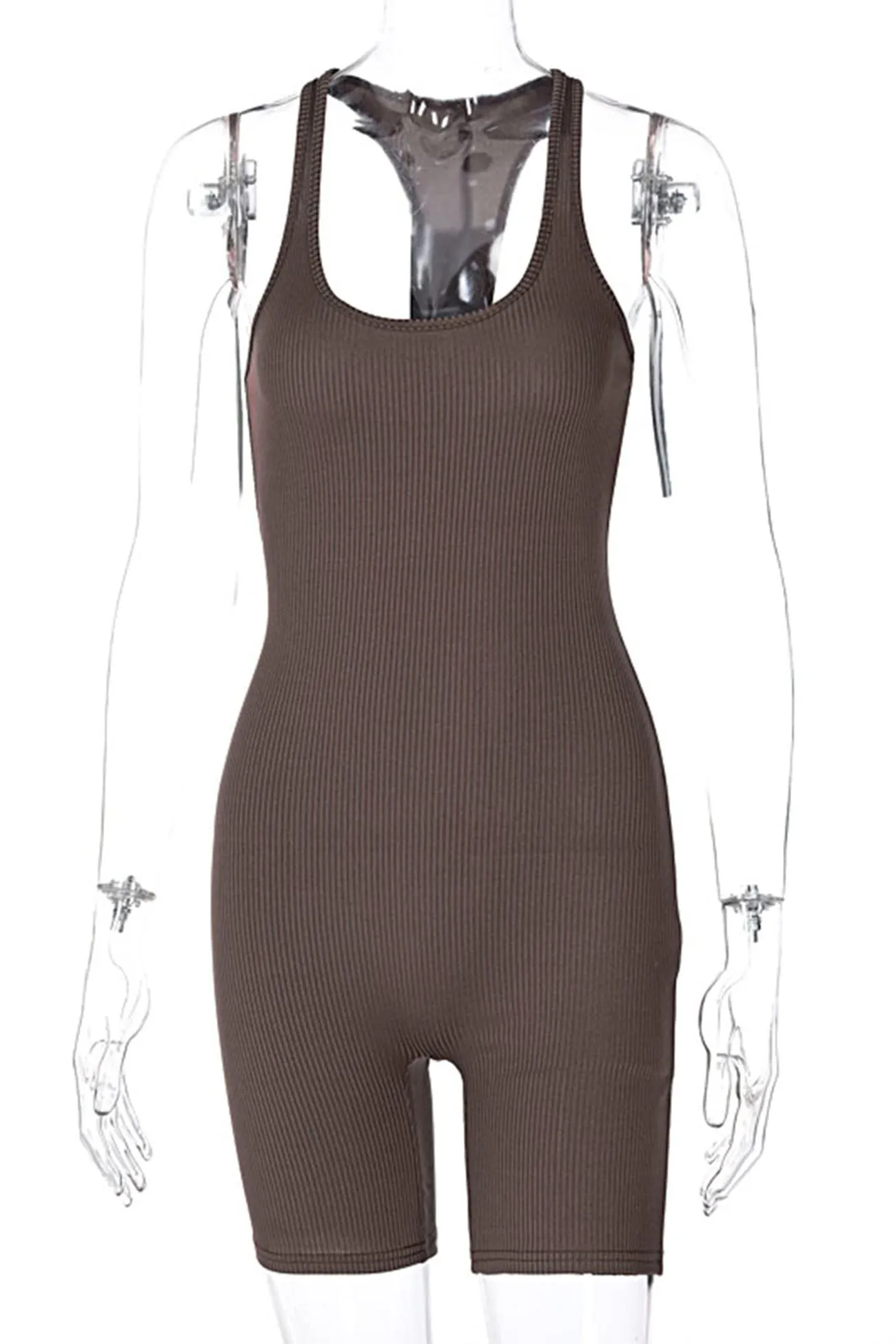 Solid Color Sleeveless Bodycon Romper