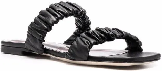 STAUD Maya leather flat sandals Black