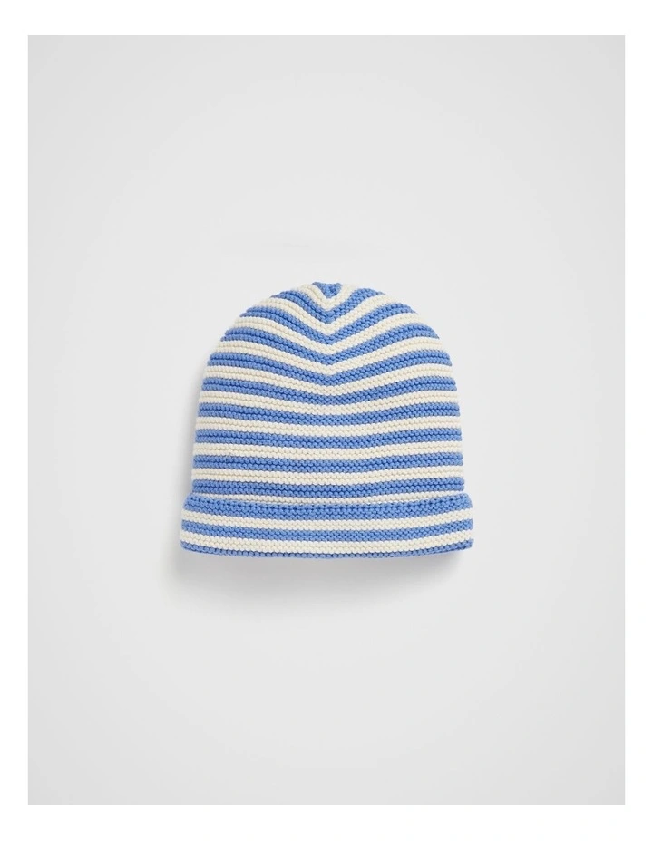Stripe Knit Beanie in Bright Bluebell