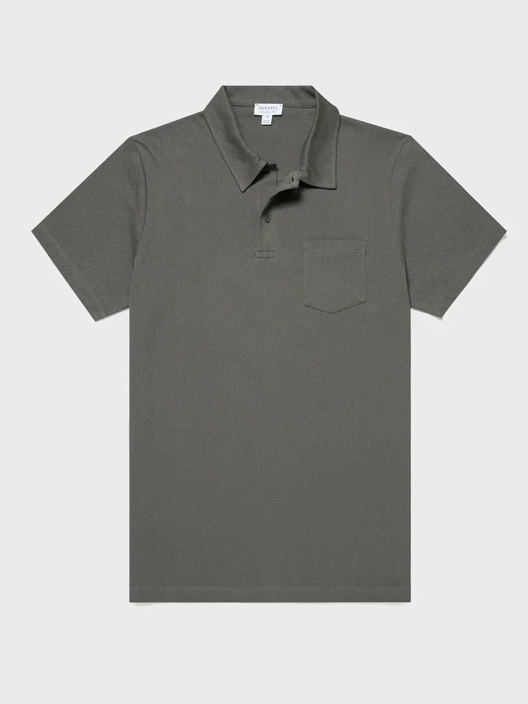 Sunspel Riviera Polo Shirt in Khaki
