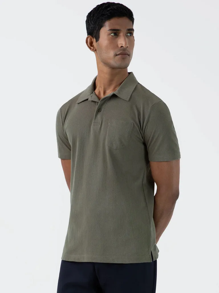 Sunspel Riviera Polo Shirt in Khaki