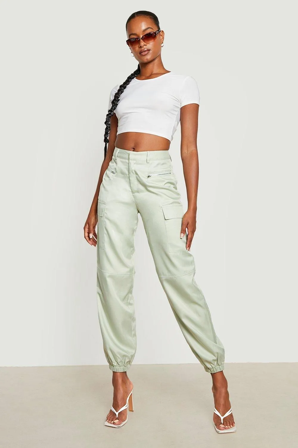 Tall Cuffed Hem Low Rise Cargo Pants