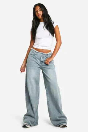 Tall Raw Waistband Wide Leg Jeans