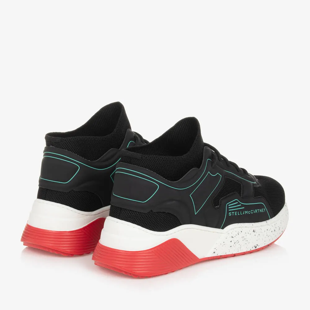 Teen Boys Black Lace-Up Sock Trainers