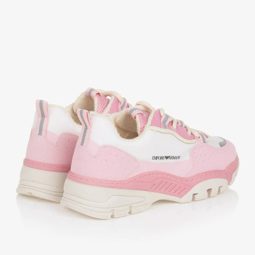 Teen Pink & Ivory Lace-Up Trainers