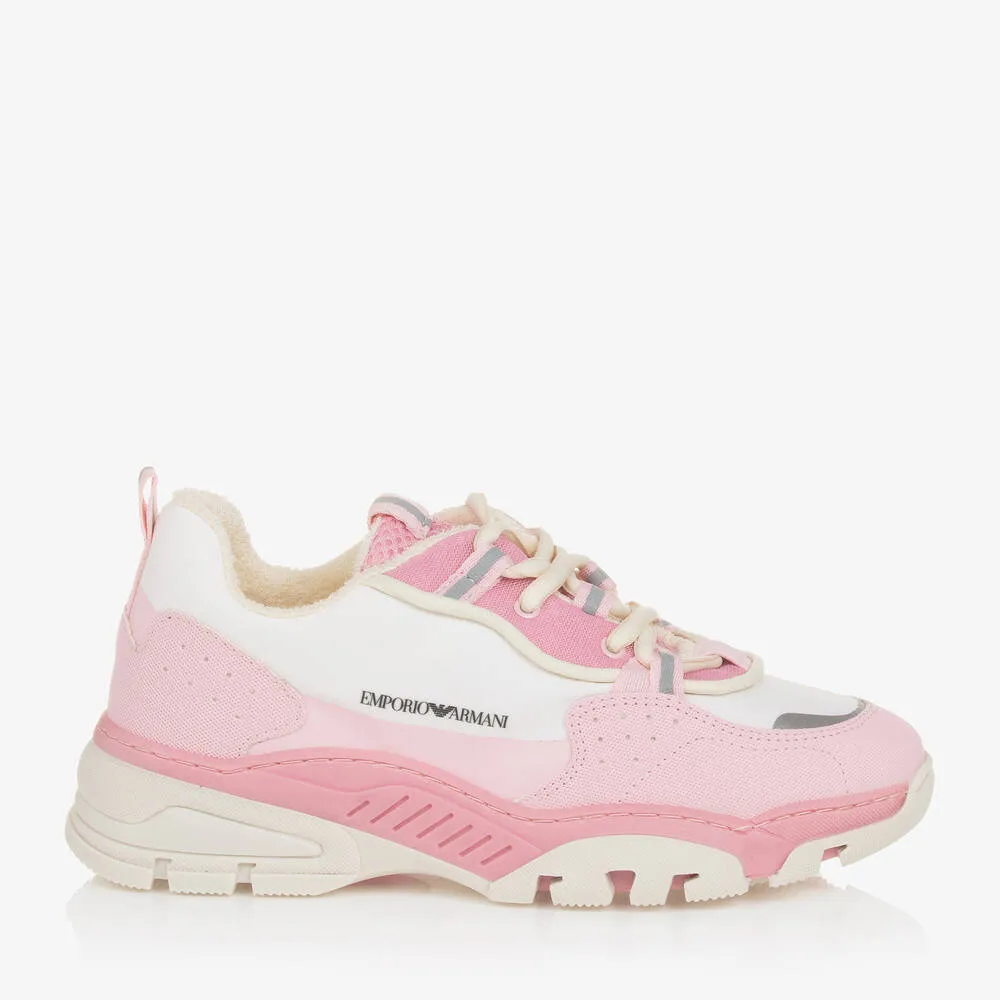 Teen Pink & Ivory Lace-Up Trainers