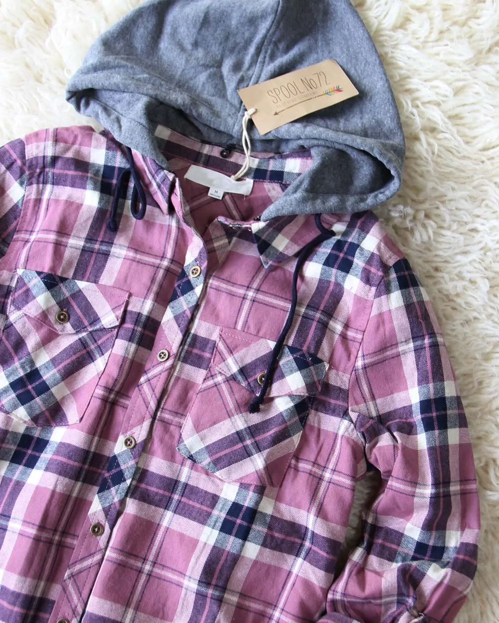 The Easton Plaid Hoodie in Mauve