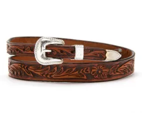 Tooled brown leather hatband