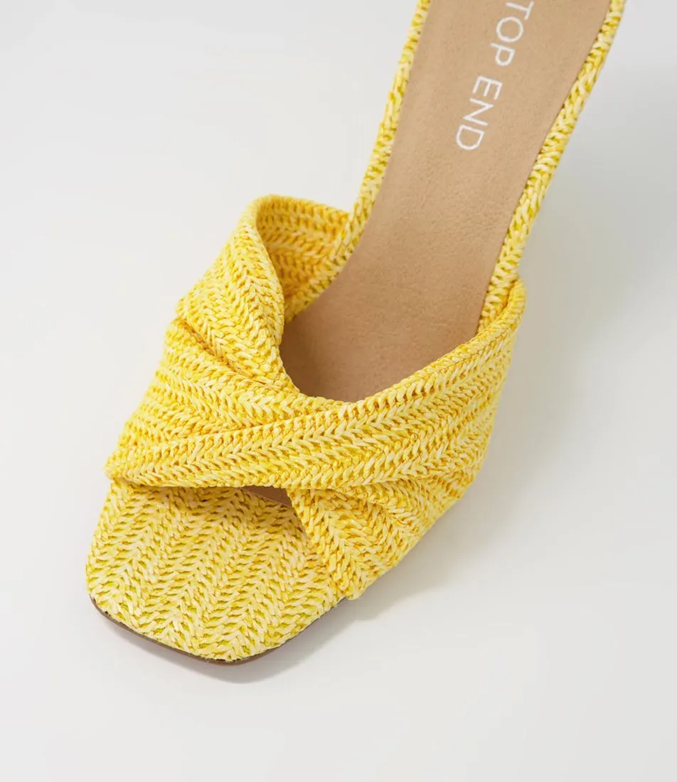 TOP END Katia Lemon Syn Raffia Mules