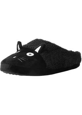 TUK Kitty Faux Fur Slippers Black