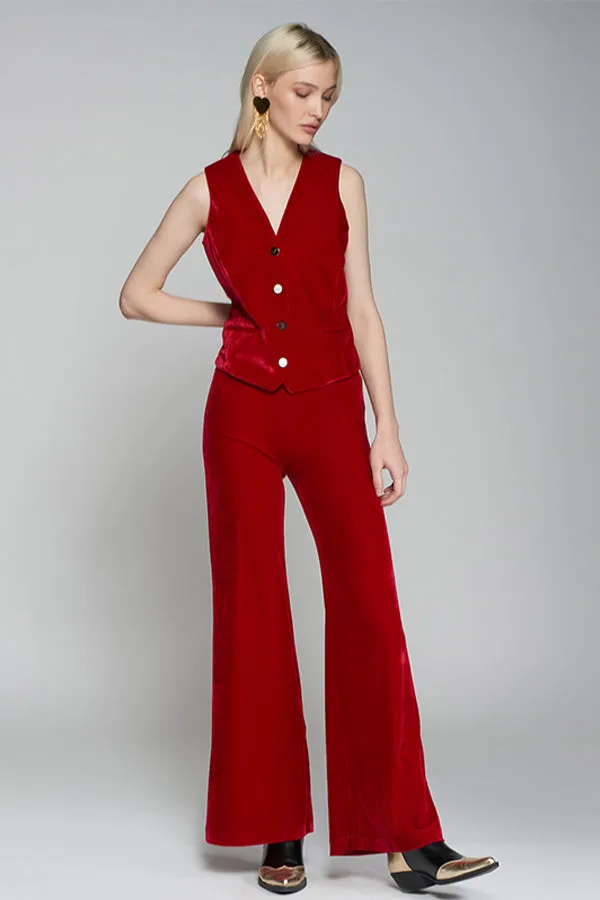 Vilagallo VENUS RED WIDE LEG TROUSERS