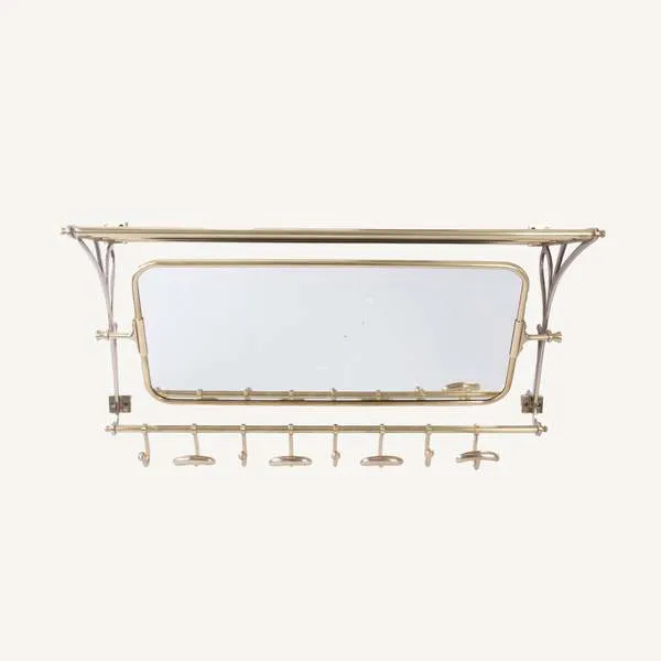 Wall Mount Brass Rack with Mirror
