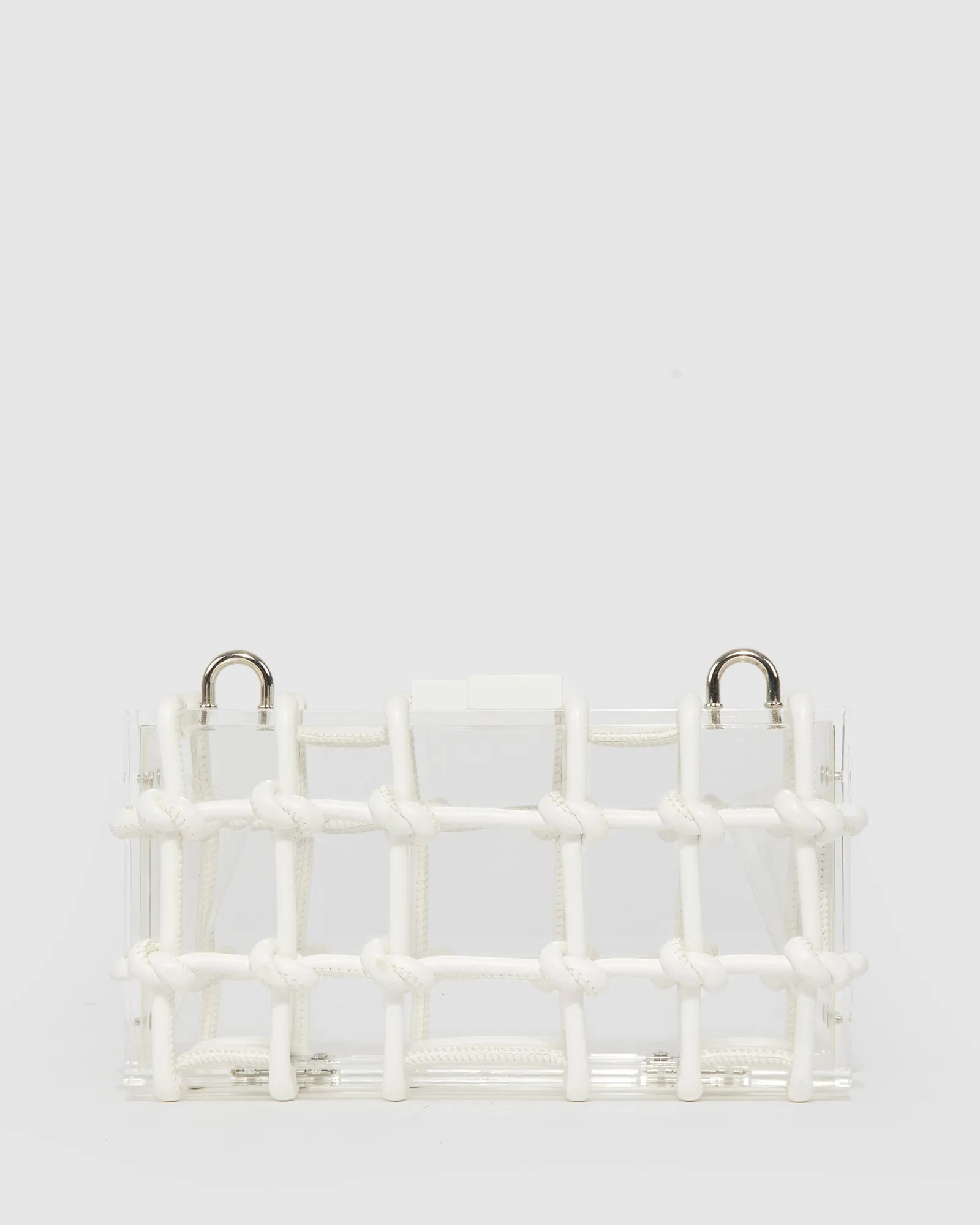 White Ava Rope Hardcase Clutch Bag