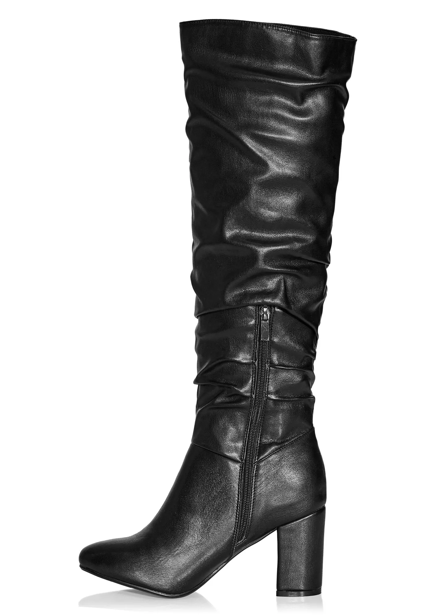 WIDE FIT Petra Sleek Knee Boot - black