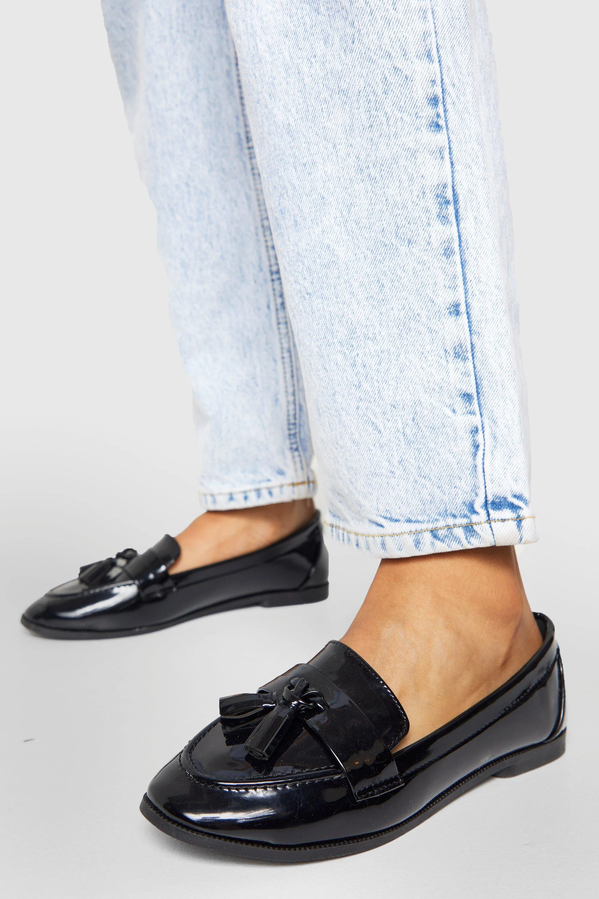 Wide Width Tassel Detail Patent Loafers