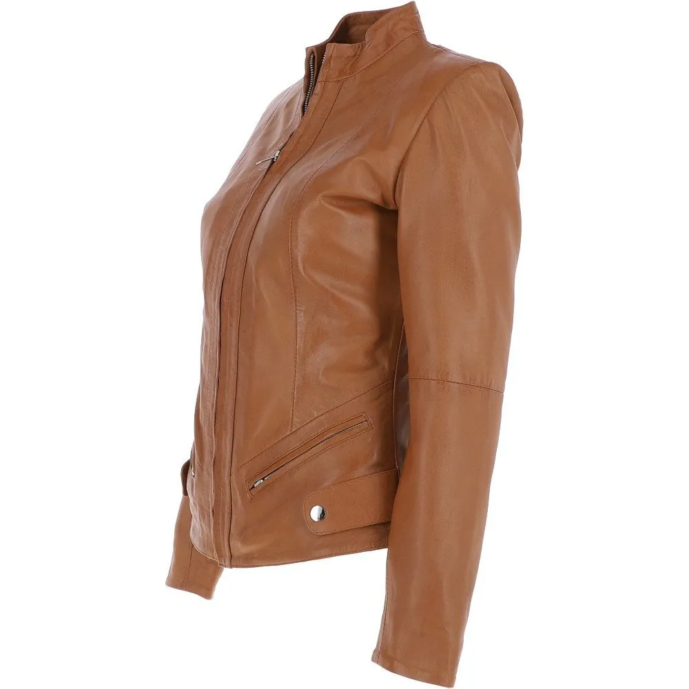 Women's Leather Jacket Tan: Alana 2