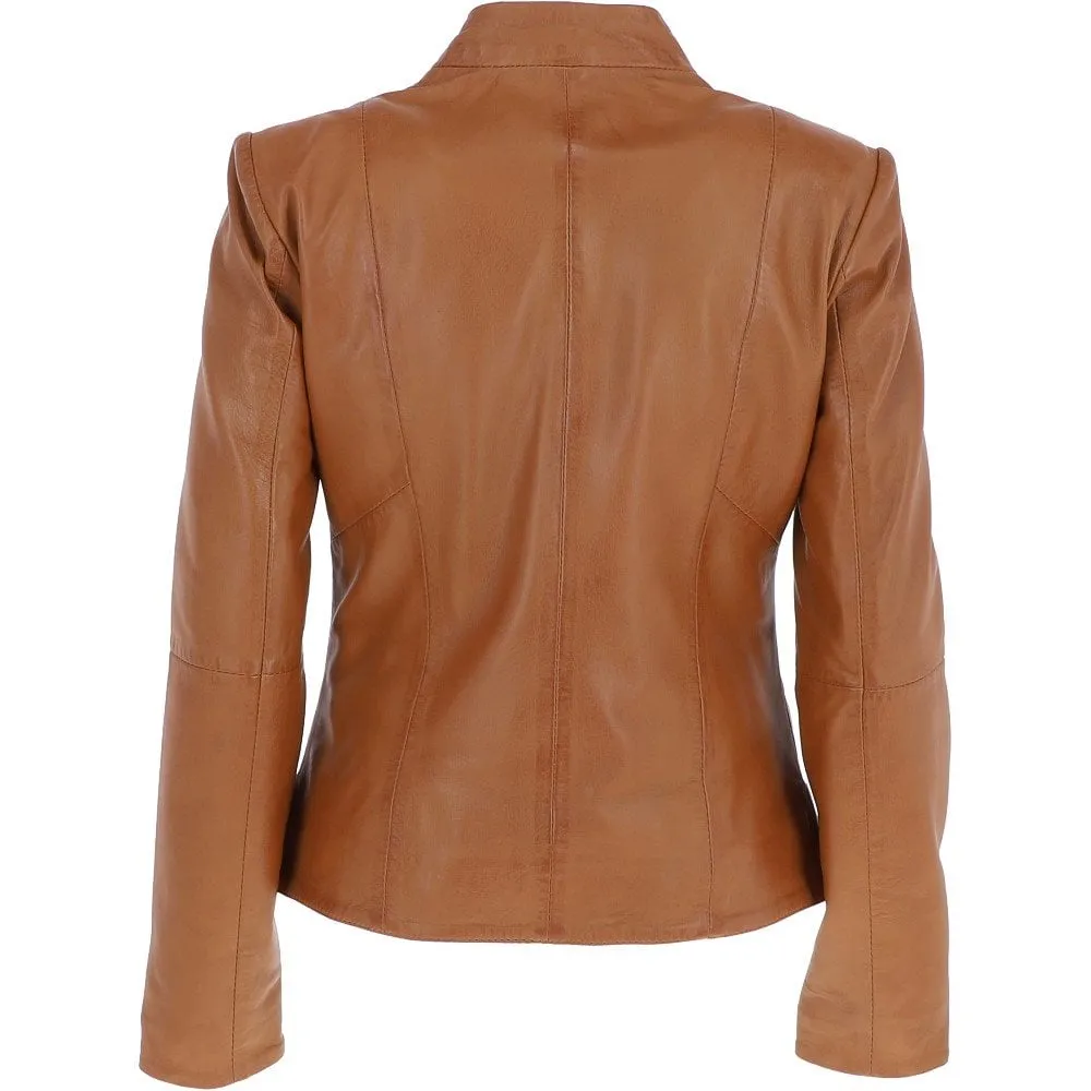 Women's Leather Jacket Tan: Alana 2