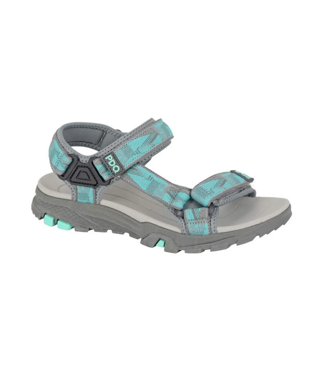 Womens/ladies logo sandals mint/grey PDQ