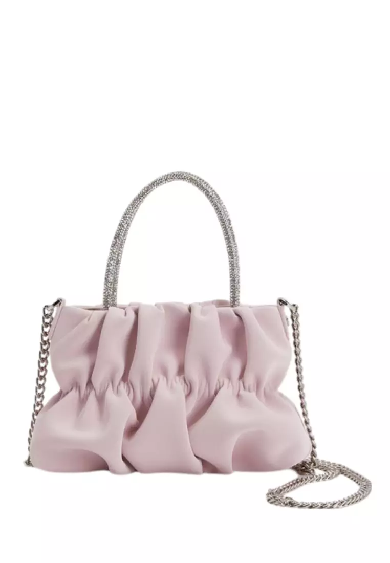 ZITIQUE Elegant Pleated Rhinestone Tote, Designed as a Crossbody Shoulder Bag