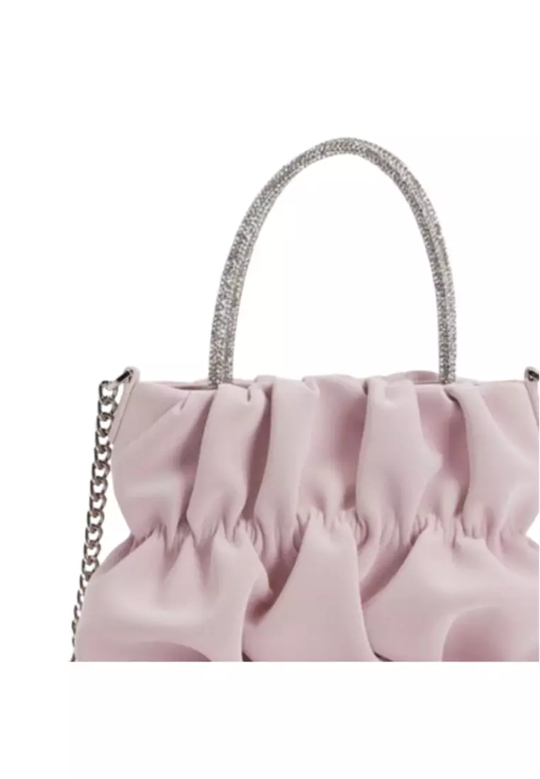 ZITIQUE Elegant Pleated Rhinestone Tote, Designed as a Crossbody Shoulder Bag