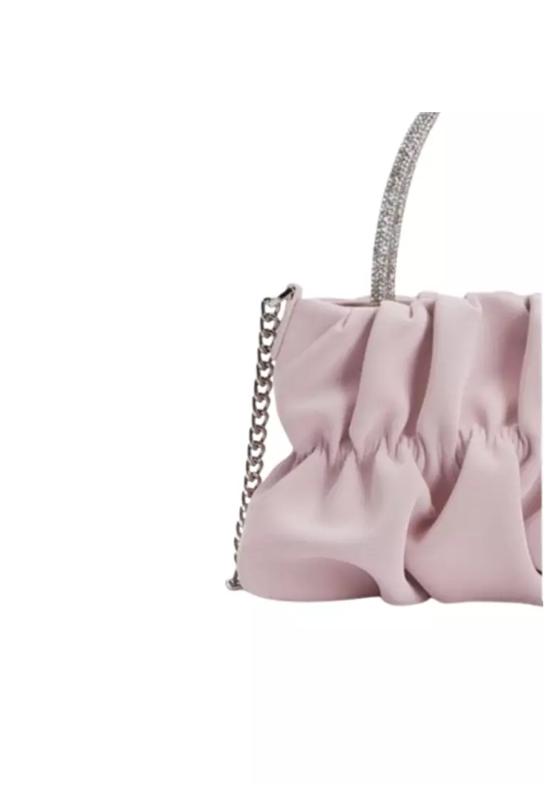 ZITIQUE Elegant Pleated Rhinestone Tote, Designed as a Crossbody Shoulder Bag